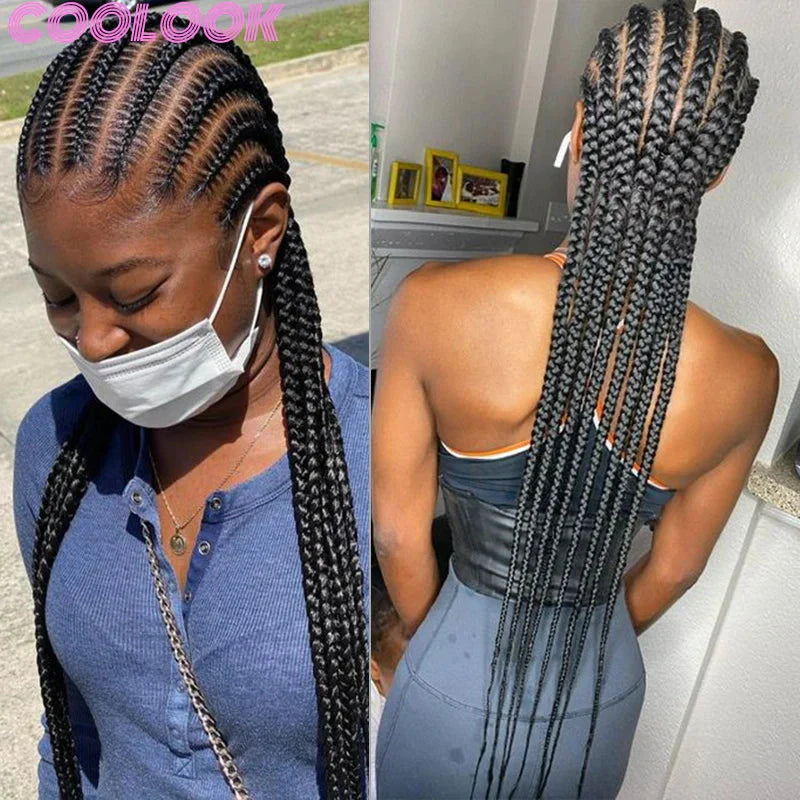 36" Blonde Goddess Braids Wig | Jumbo Plaits | Full Lace Front | Knotless | Handmade