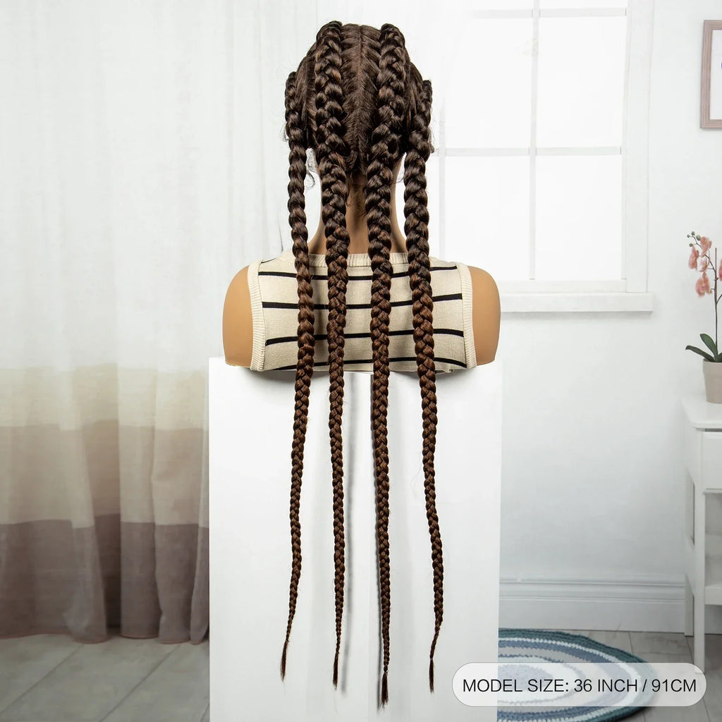 36" Natural Cornrow Braids Wig | Lace Front | Baby Hair | Long Braids