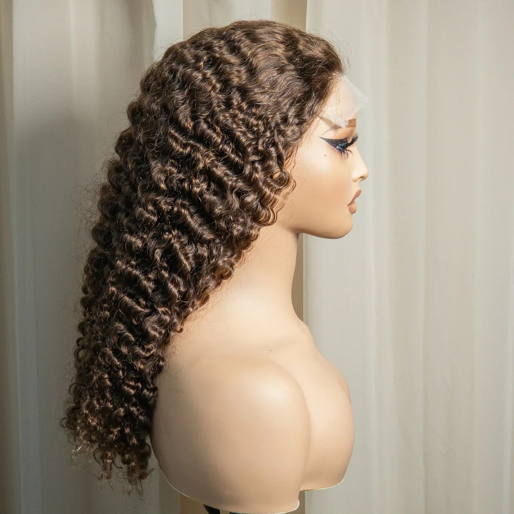 20" Deep Wave Double Drawn HD 5x5 Lace Closure Wig | Burmese Curly Remy Hair | 350% Density