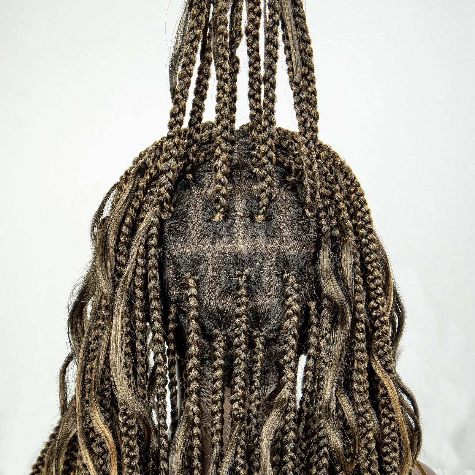 34" Ombre Curly Braids Wig | 1B/27 | Deep Wave | Full Lace | Baby Hair