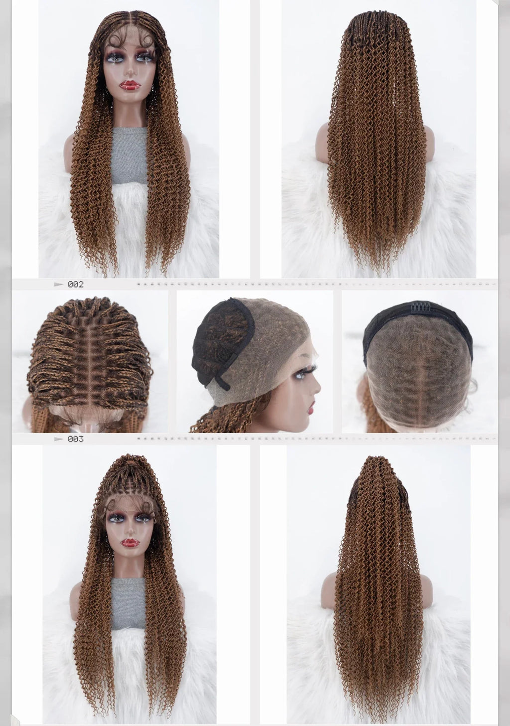 34" 360 HD Lace Braided Wig | Knotless Braids | Kanekalon Synthetic Hair | Choose Lace Color