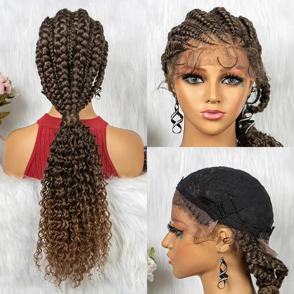 28" Double Dutch Cornrow Braided Lace Front Wig | Twist Braids | Baby Hair | Synthetic Wig