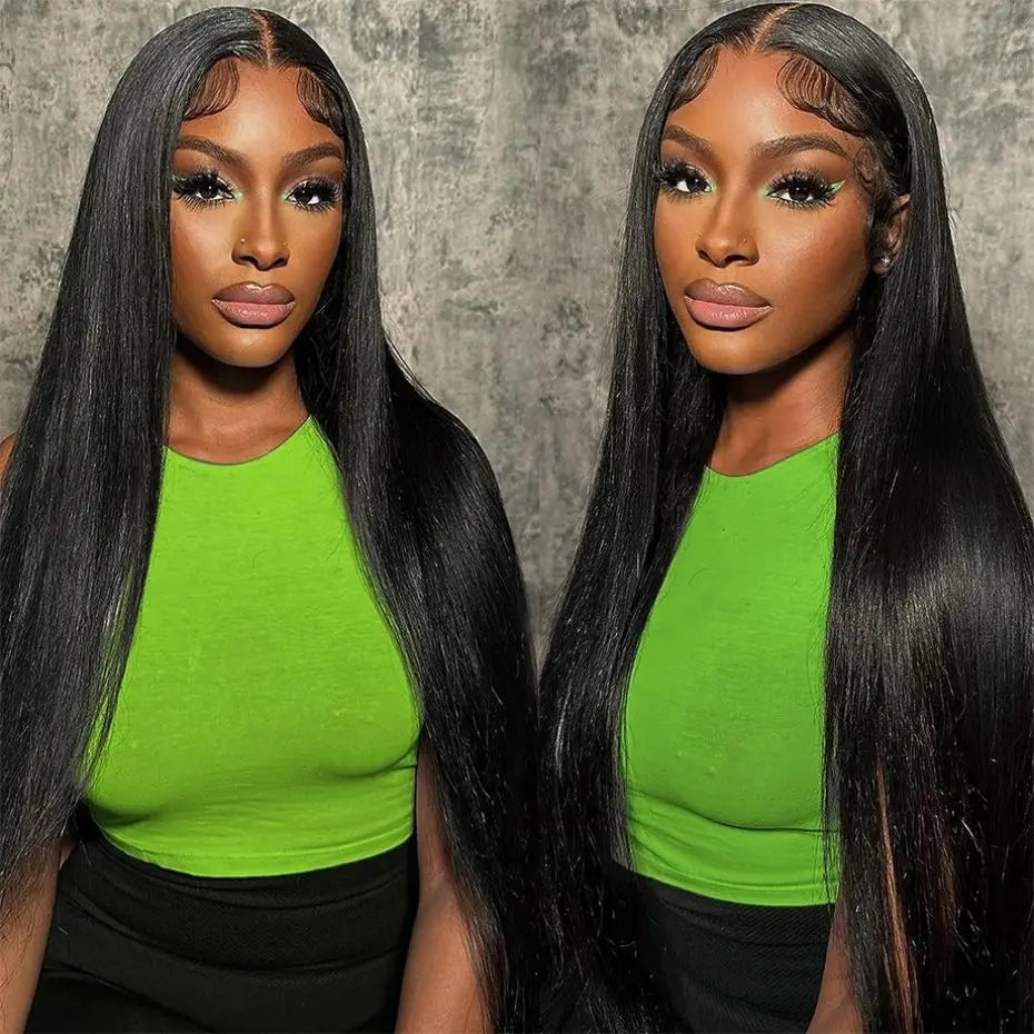 180% Density Straight Human Hair Wigs | HD 4x4 Lace Closure & 13x4/13x6 Lace Frontal Wig (Remy, 30-36 Inch Transparent Lace)