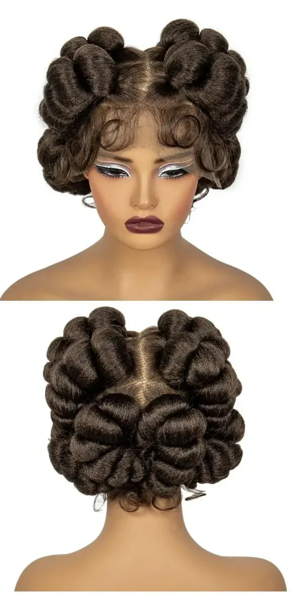 613 Blonde Short Bantu Knotless Braids Wig | Handmade Full Lace | Baby Hair