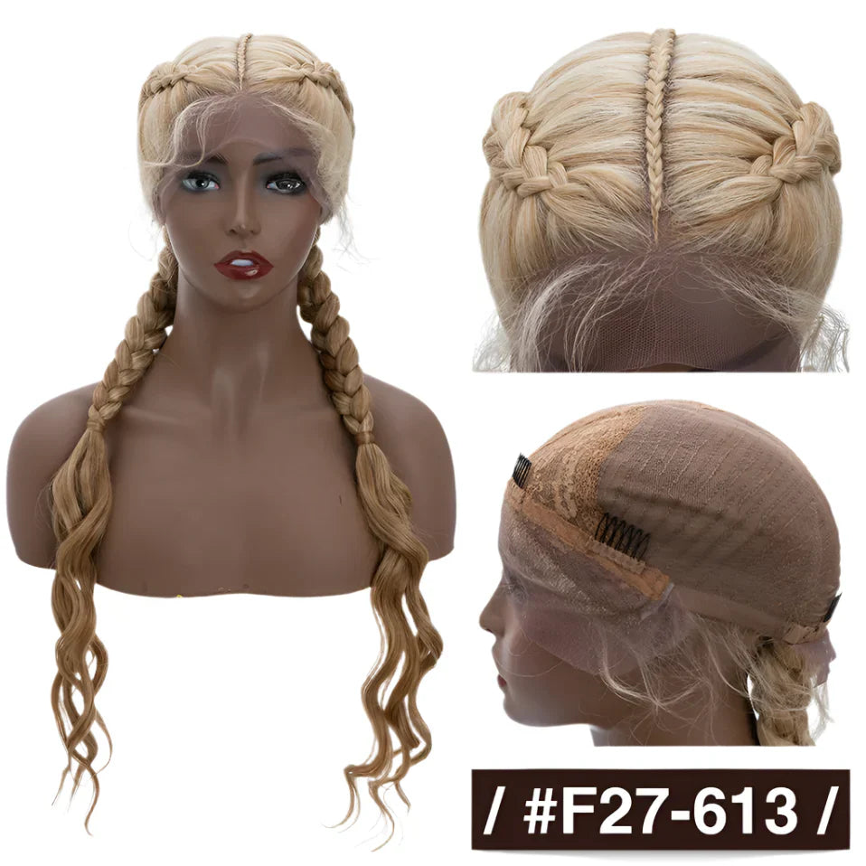 26" Dutch Braids Lace Front Wig | My-Lady Cornrow Afro Wig | Synthetic African Braided Wig | Wavy Texture