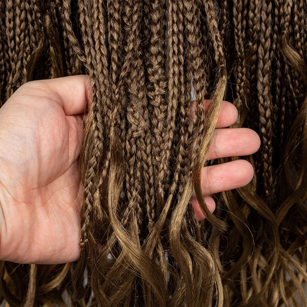 36" Water Wave Braided Wig | Lace Front | Baby Hair | Long Braids