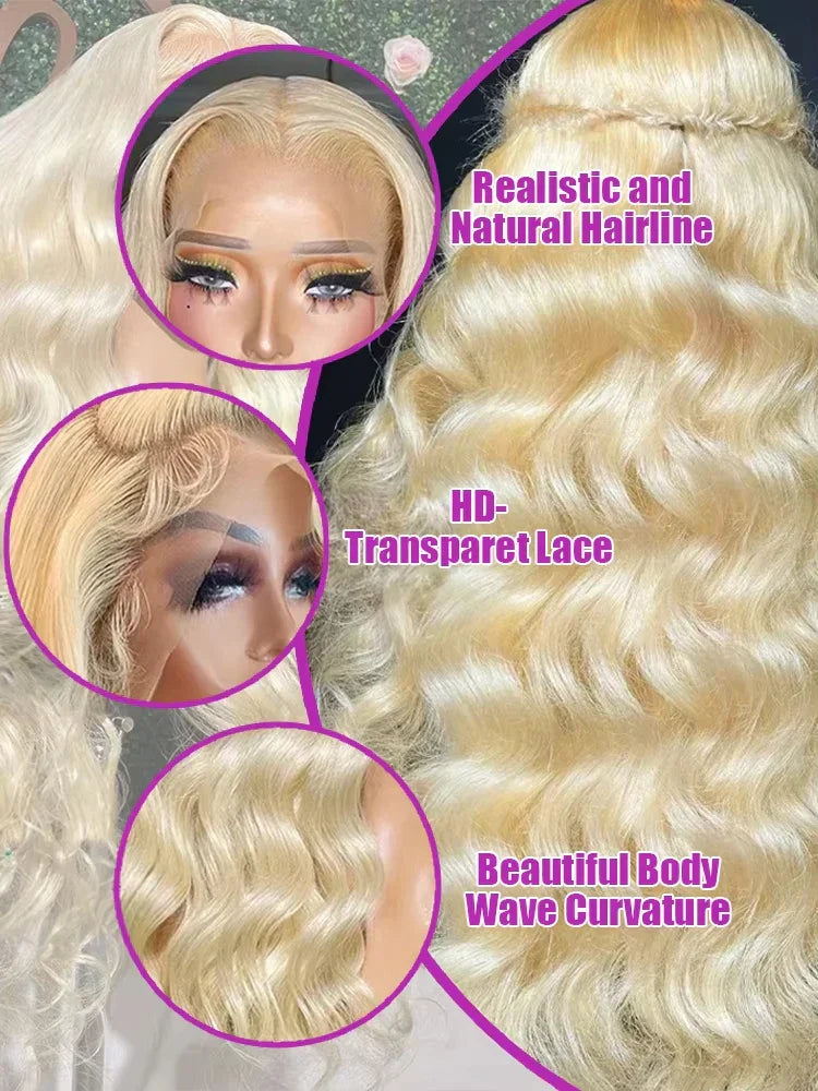 40 Inch 613 Blonde Body Wave HD Lace Front Wig | Brazilian Remy Human Hair | 250% Density