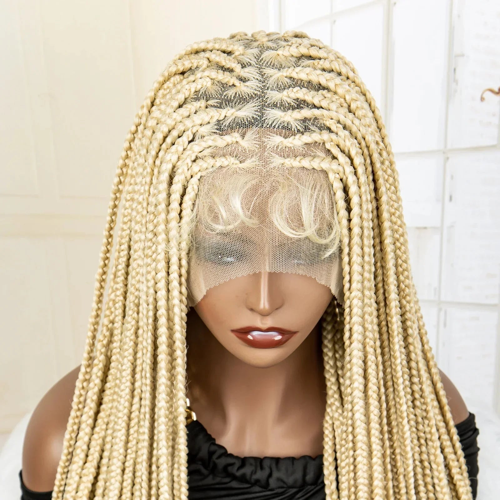 350# Blonde HD Full Lace Braided Wig | Knotless Box Cornrows | Crochet Braids | Synthetic Braids for Black Women