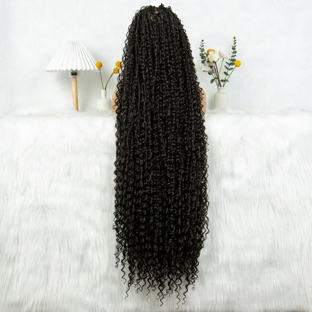 40" Goddess Braids Wig | Boho Knotless Box Braids | Full Lace | Baby Hair | Synthetic Hair | Black Women