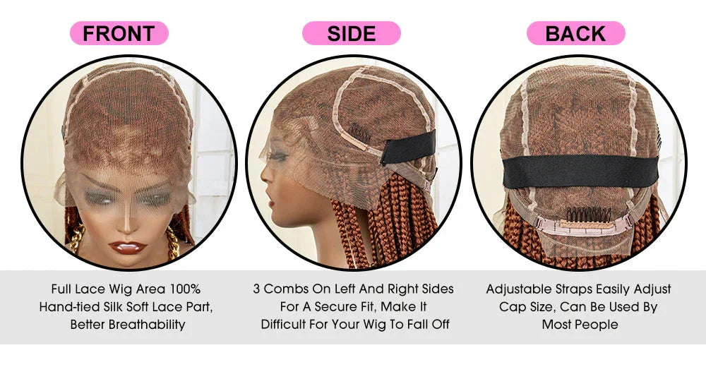 350# Blonde HD Full Lace Braided Wig | Knotless Box Cornrows | Crochet Braids | Synthetic Braids for Black Women