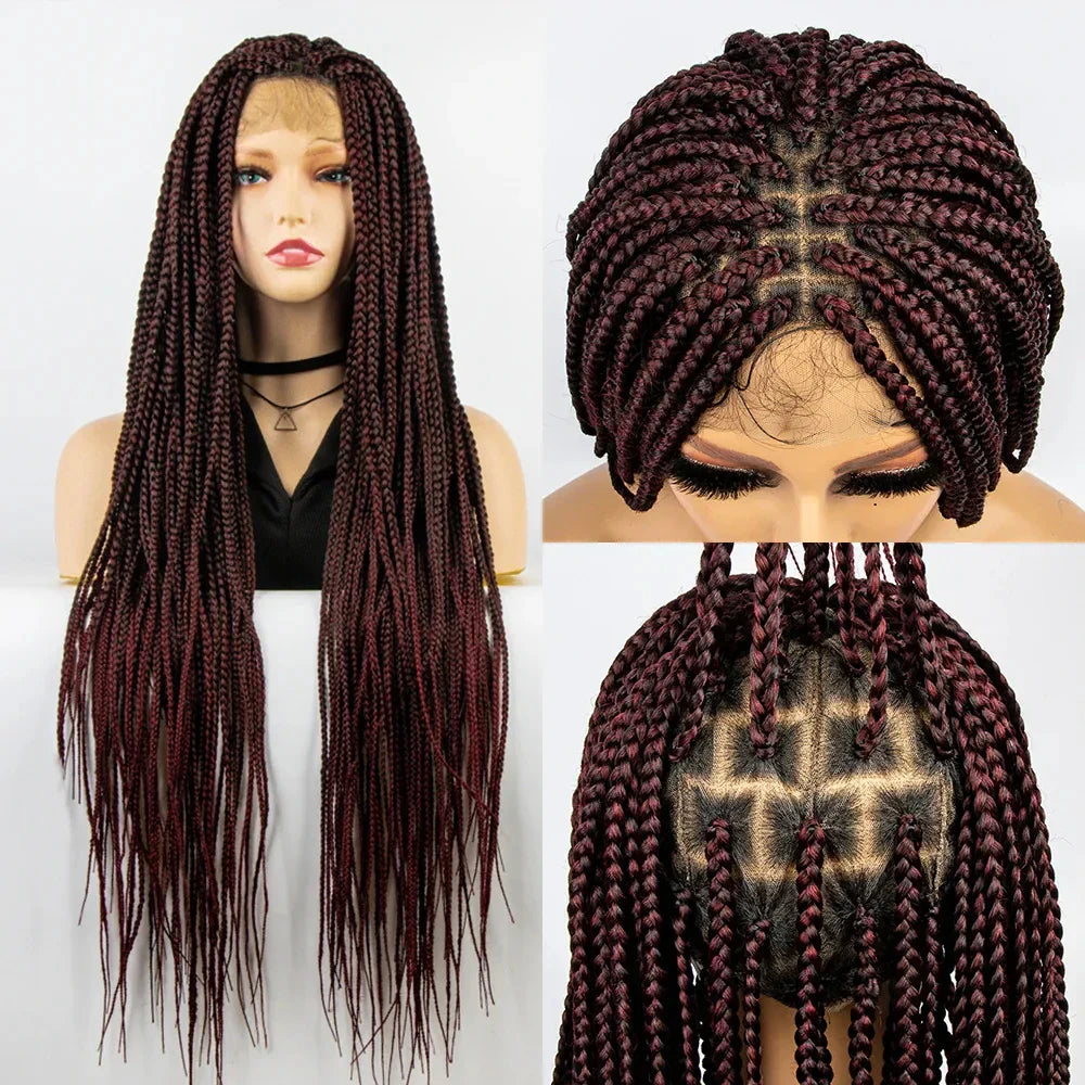 36" Knotless Box Braids Full Lace Wig | Crochet Braids | Synthetic Braiding Hair | Black Women