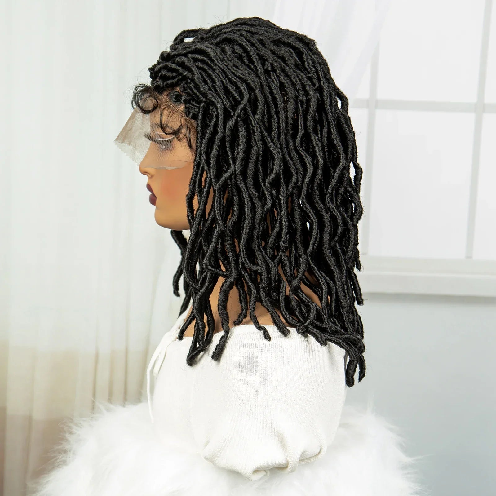 14" Dreadlocks Braided Wig | Square Knotless Braids | Synthetic Lace Front Twist Locs Crochet Wig for Women