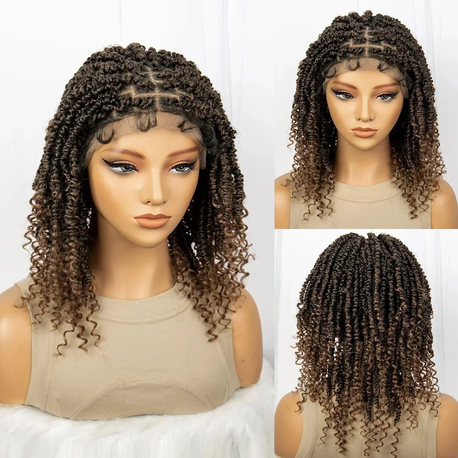 1B/27 Short Passion Twist Lace Front Wig | Knotless Braids | Baby Hair | Synthetic Twist Spring Wig