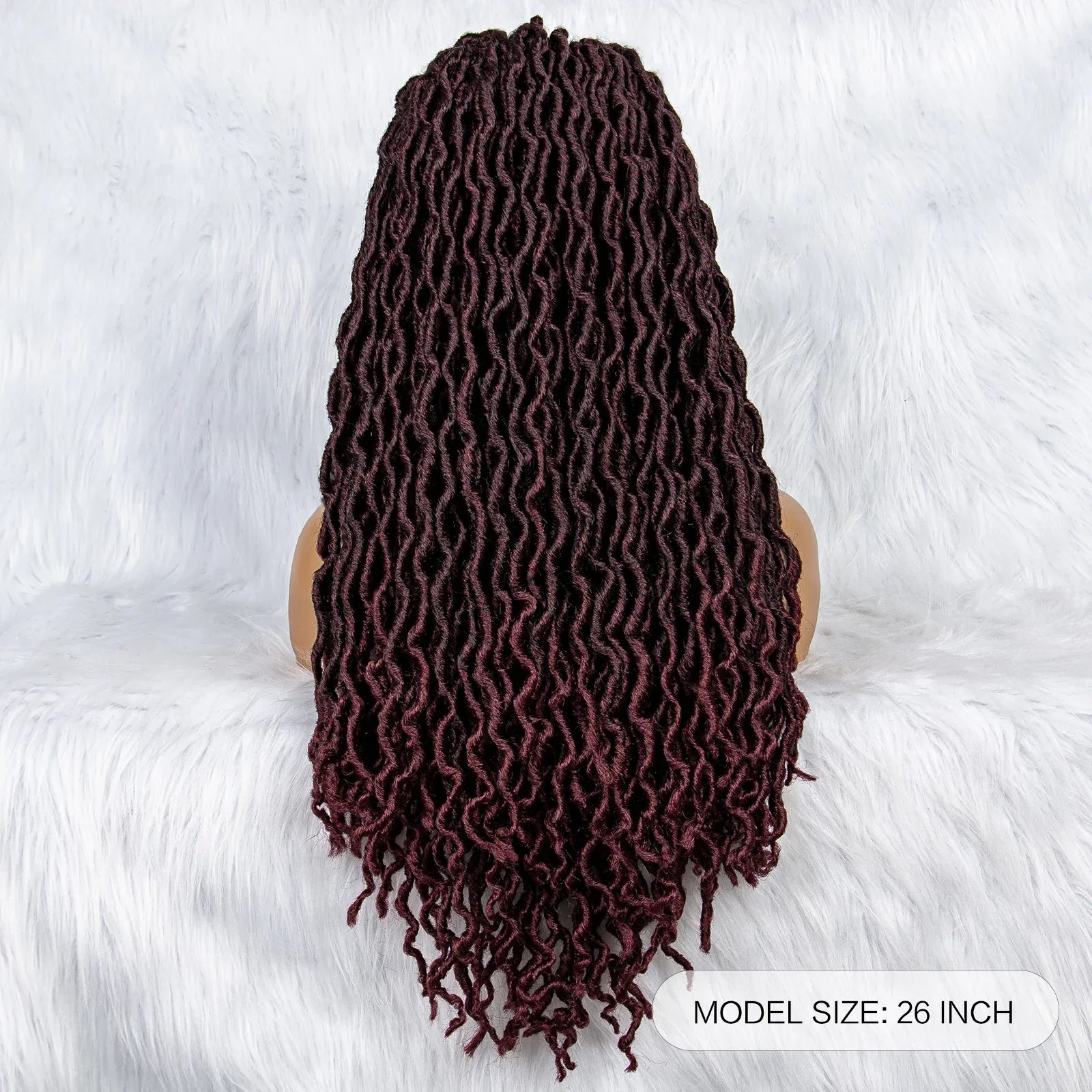 26" Goddess Locs Braided Wig | Lace Front Faux Locs Wig with Baby Hair | Synthetic Dreadlock Braids Wig for Women | Transparent Lace