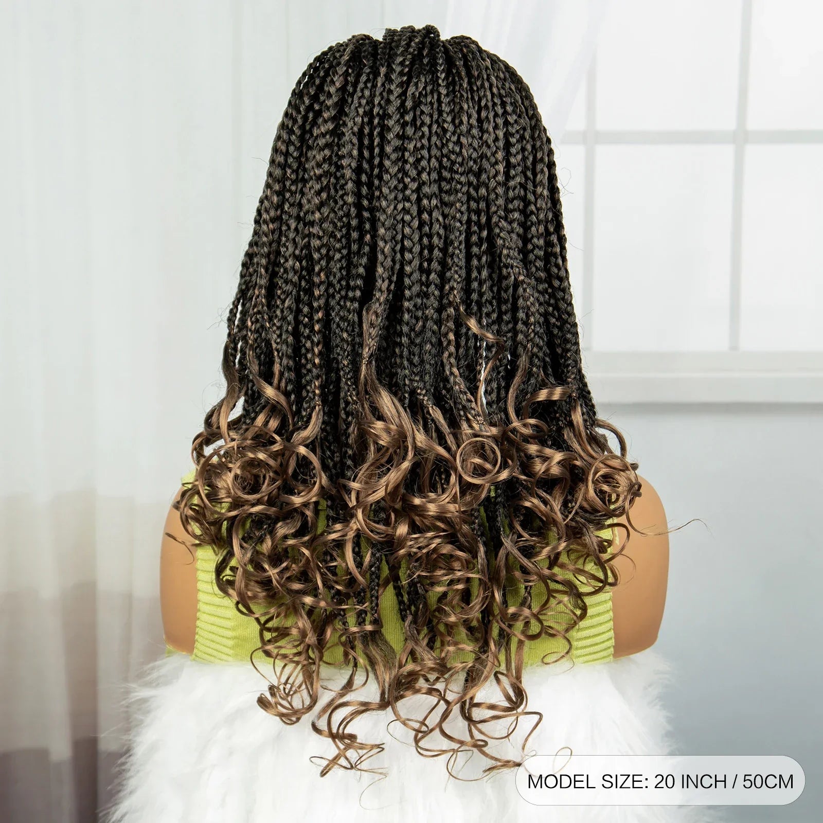 360° Full Lace Knotless Braids Wig with Wavy Ends | Baby Hair