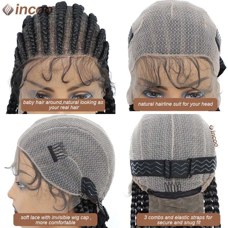 36" Twist Braids Lace Front Wig | Cornrow & Dutch Braids | Baby Hair | Synthetic Full Lace Wig