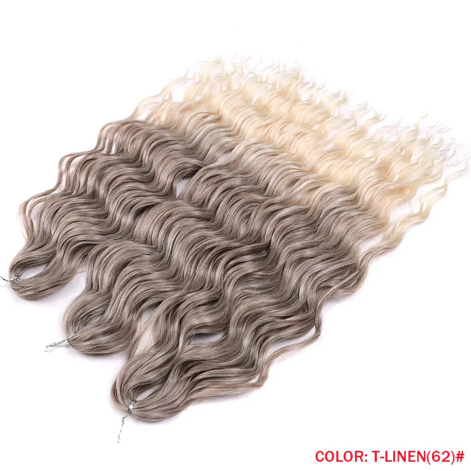 24" Orange Twist Crochet Hair | Synthetic Deep Wave Braiding Hair Extensions | Water Wave Hair | Heat Resistant Fiber | 60 Strands/Pack