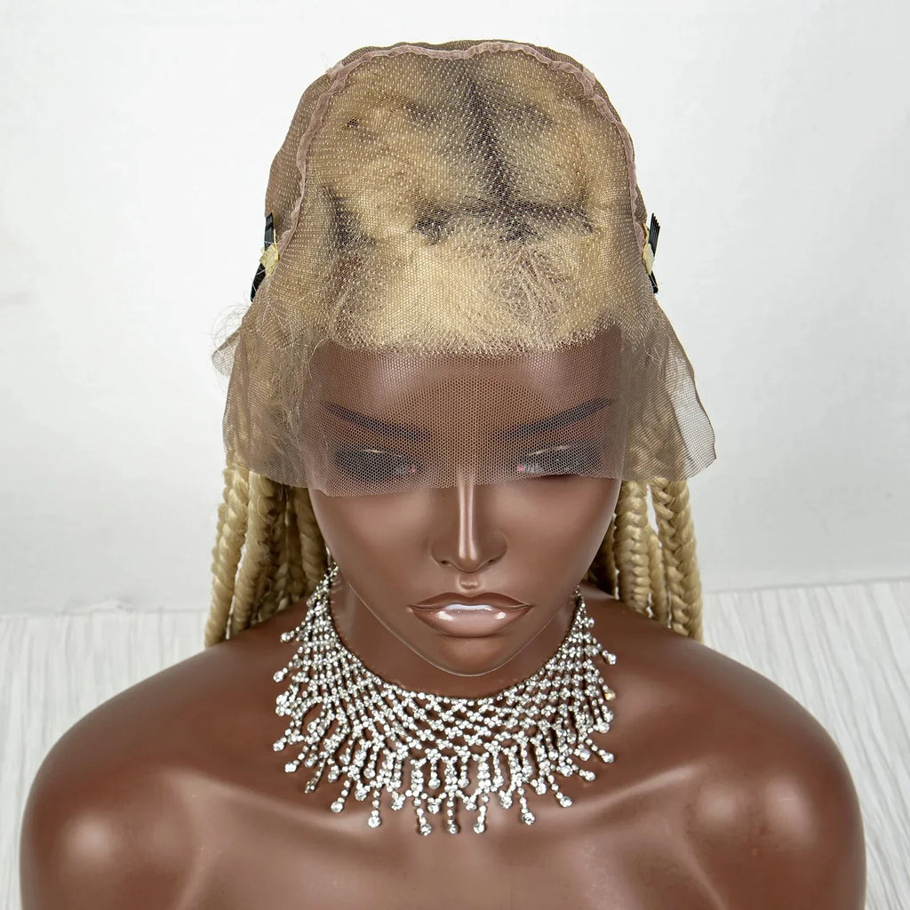 36" Purple Knotless Box Braids Wig | Transparent Full Lace | Baby Hair | Synthetic