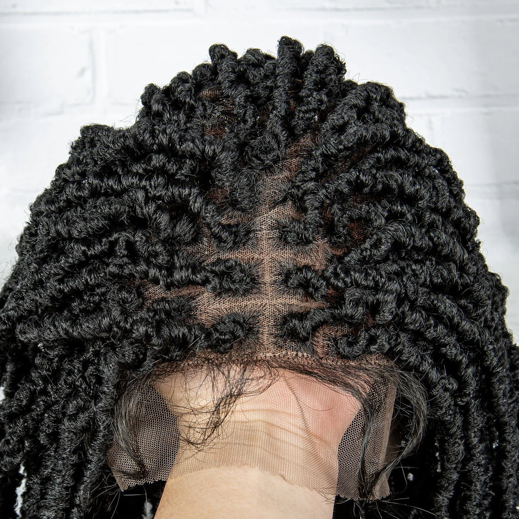 14" Knotless Butterfly Locs Lace Front Wig | Synthetic Dreadlock Braids | Black Women