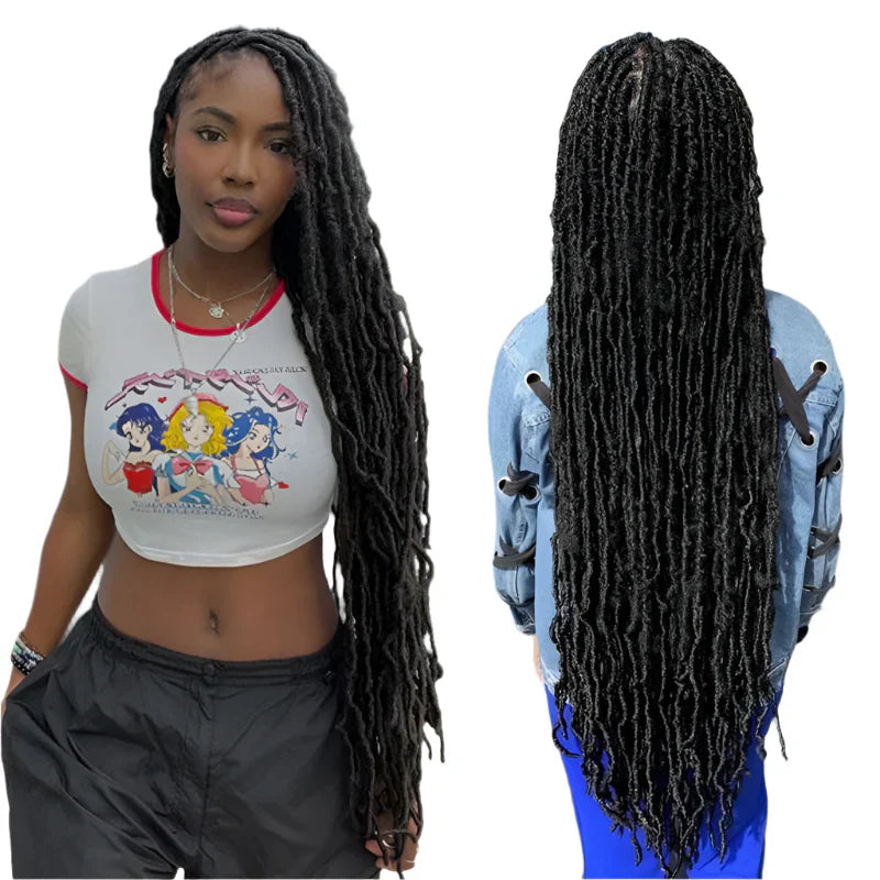 40" Dreadlocks & Box Braids Wig | Faux Locs | Full Lace HD | #1B Black | Dosay Braids