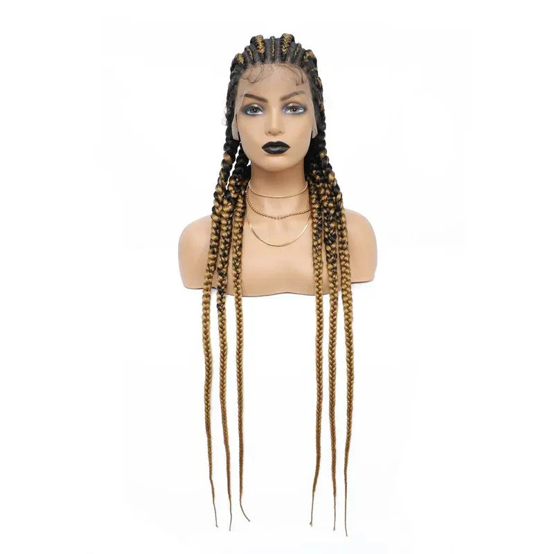 36" Jumbo Dutch Twins Cornrows Wig | Full Lace Front | Synthetic Braids | Black Women