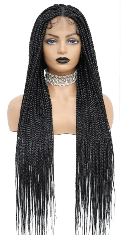 36" Knotless Box Braids Lace Front Wig | Full Lace Front Braided Wig | Synthetic Braids for Black Women