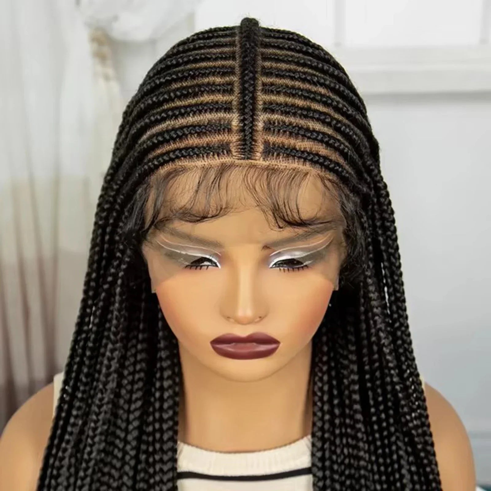 36" Cornrow Knotless Braids Wig | Full Lace Frontal | Baby Hair