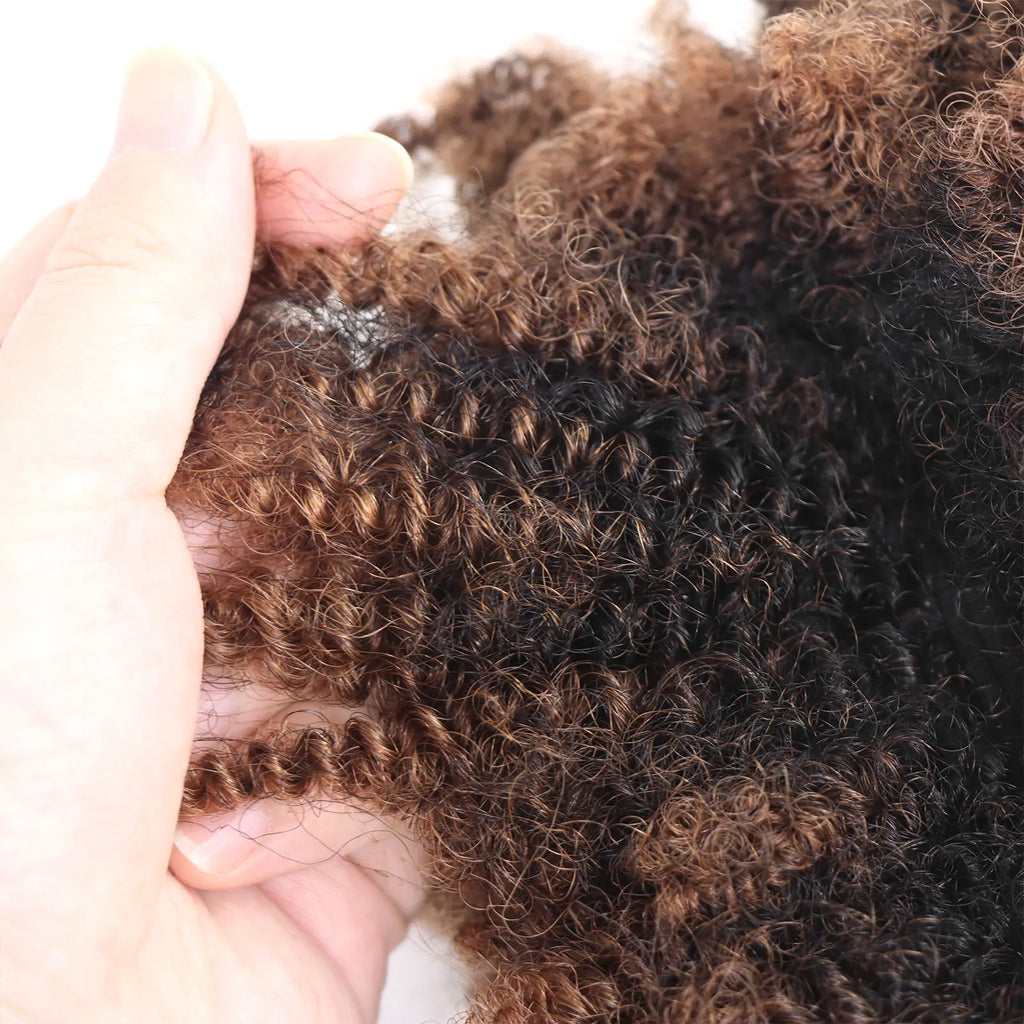 #30-#1-#30 Ombre Brown Afro Kinky Curly Bulk Human Hair | 50g Brazilian Crochet Braiding Hair Extensions (No Weft)