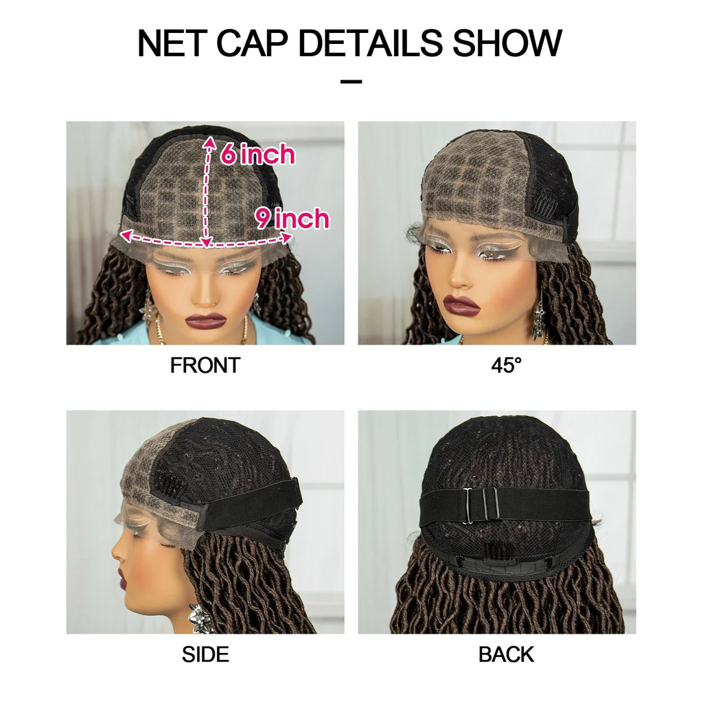 32" Water Wave Dreadlocks & Knotless Braids Wig | Lace Front | Baby Hair