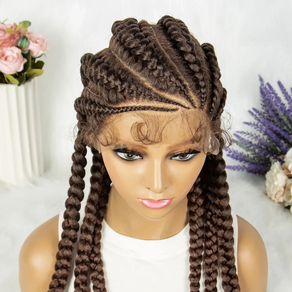 36" Blonde Knotless Box & Cornrow Braids Wig | Lace Front