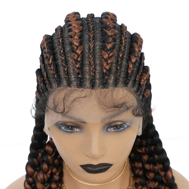 36" Cornrow Braided Wig | Full Lace Frontal | With Baby Hair | For Black Women