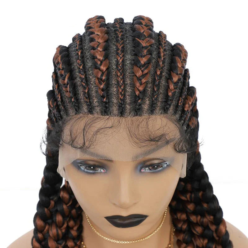 36" Jumbo Dutch Twins Cornrow Braided Lace Front Wig | Full Lace | Synthetic Crochet Hair | Black Women