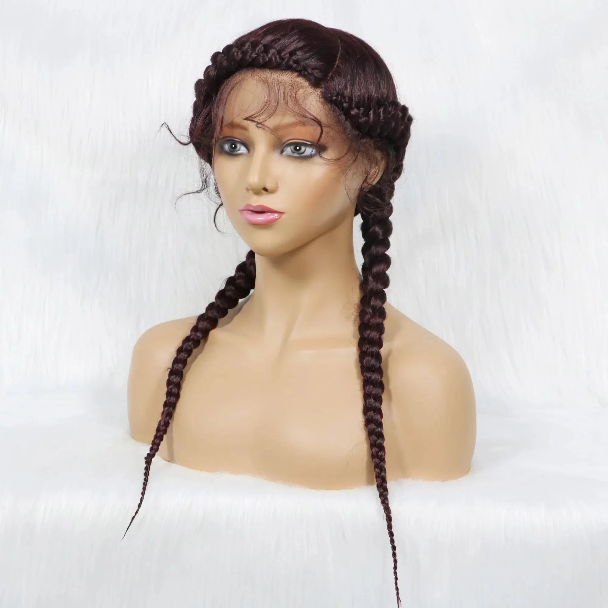 24" Dutch Cornrow Box Braid Wig | Lace Front Synthetic Wig with Baby Hair | Afro Wig for Black Women | High-Temp Fiber