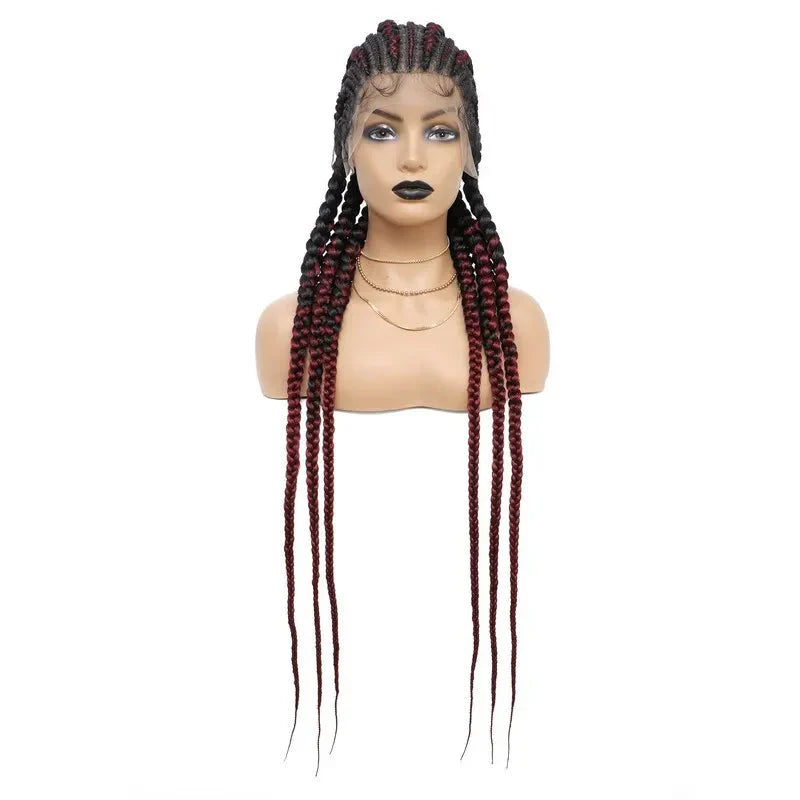 36" Jumbo Dutch Twins Cornrows Wig | Full Lace Front | Synthetic Braids | Black Women