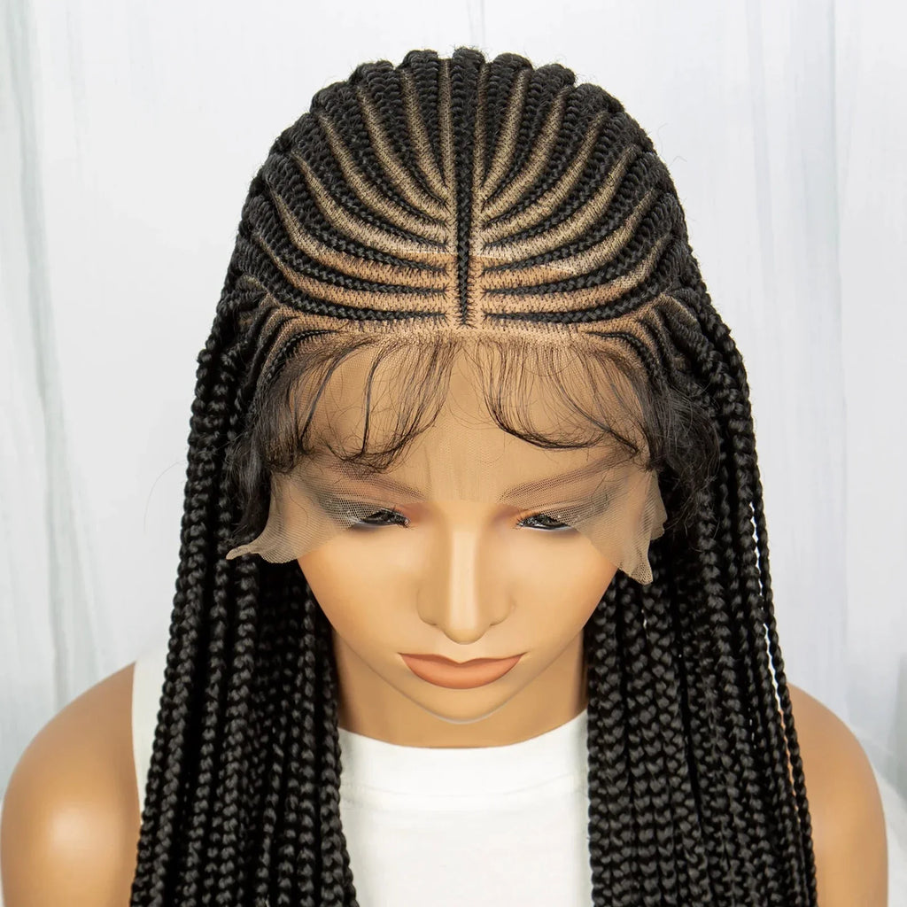 36" Knotless Cornrow Braided Wig | Full Lace | Box Braids | Synthetic Braiding Hair | Black Women