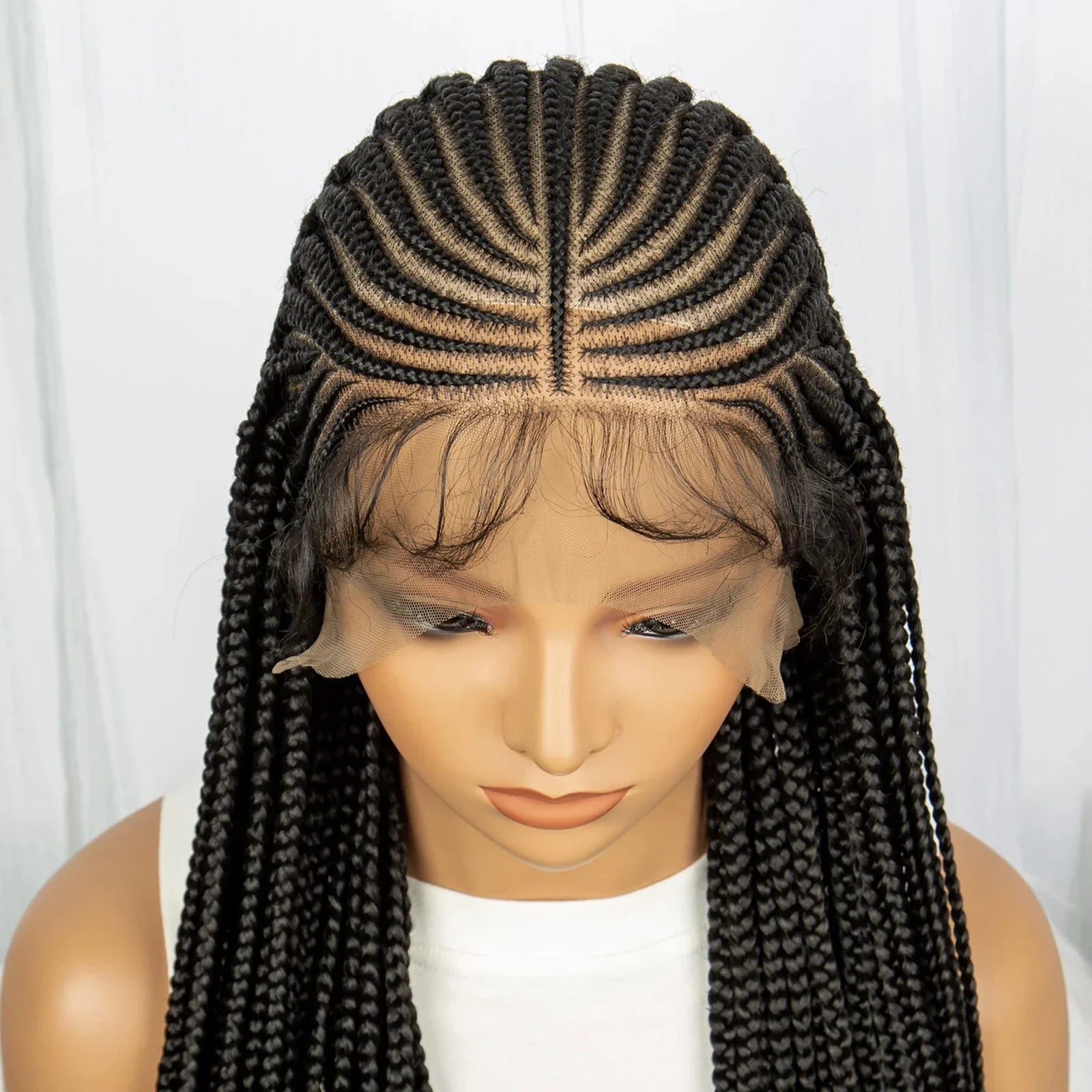 36" Knotless Cornrow Braided Wig | Full Lace | Box Braids | Synthetic Braiding Hair | Black Women