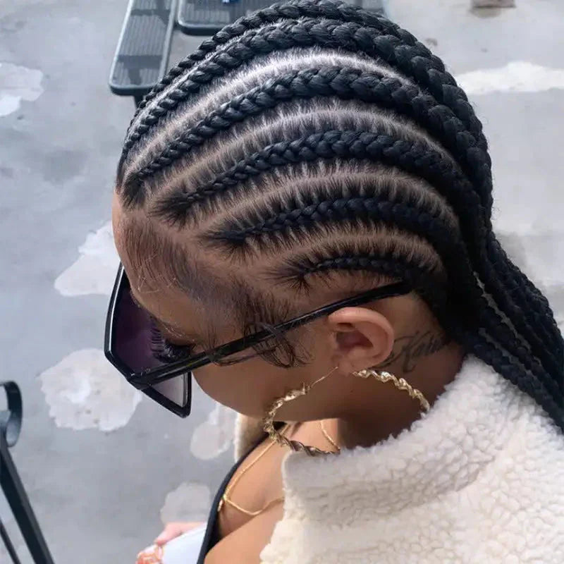 36" Ombre Honey Blonde Box Braids Wig | Full Lace | Cornrow Accents | Black to Blonde