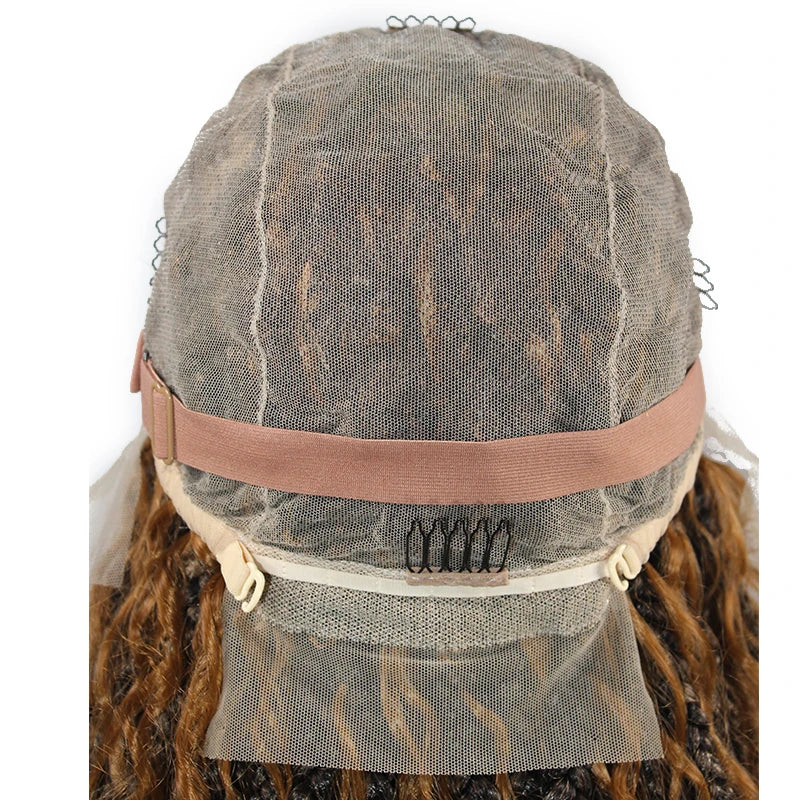 24" Boho Box Braids Lace Frontal Wig | Deep Wave Goddess Braids | Curly Ends | Black Full Lace Synthetic Wig