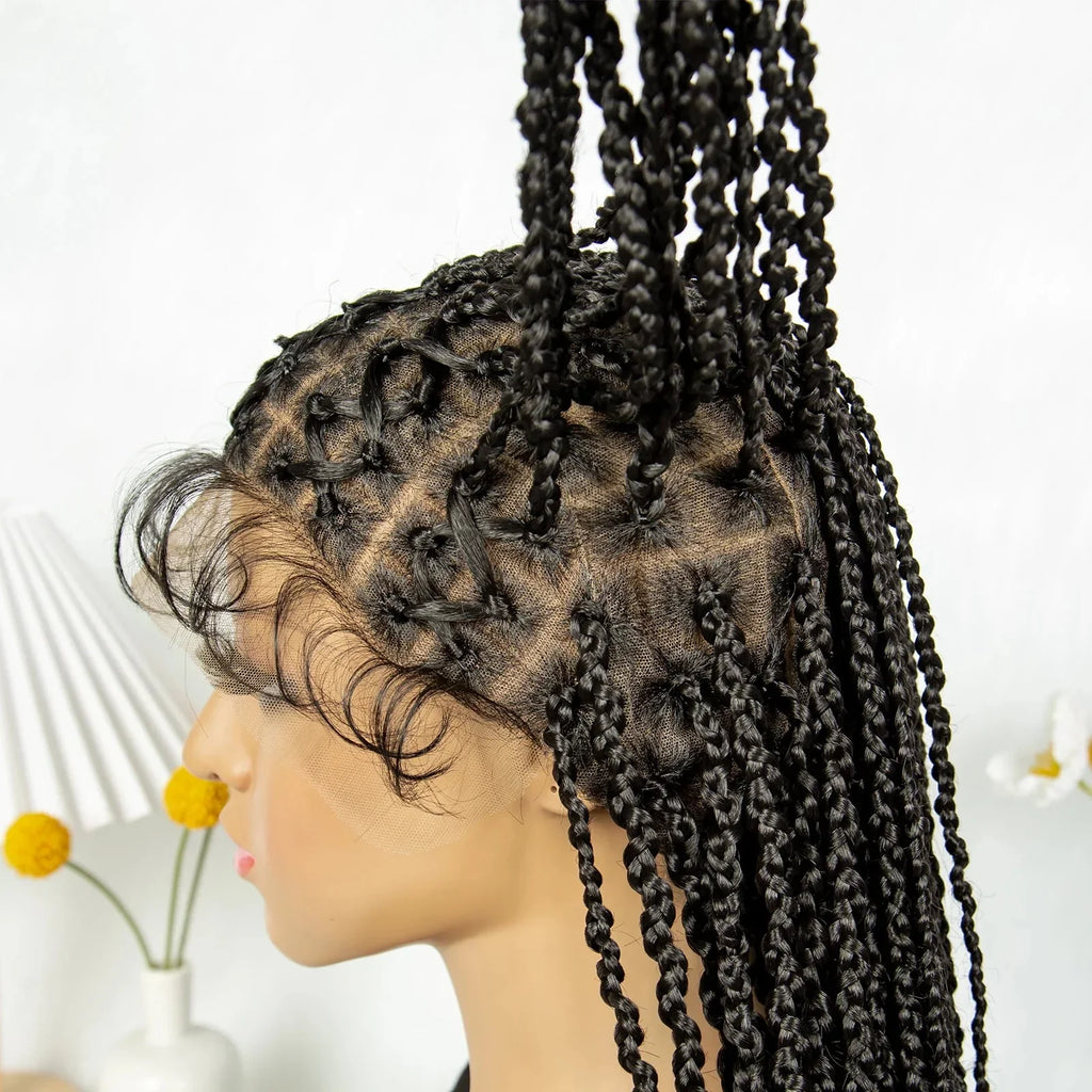 36" Criss Cross Braided Wig | Full Lace | Baby Hair | Large Cap | Synthetic Braids