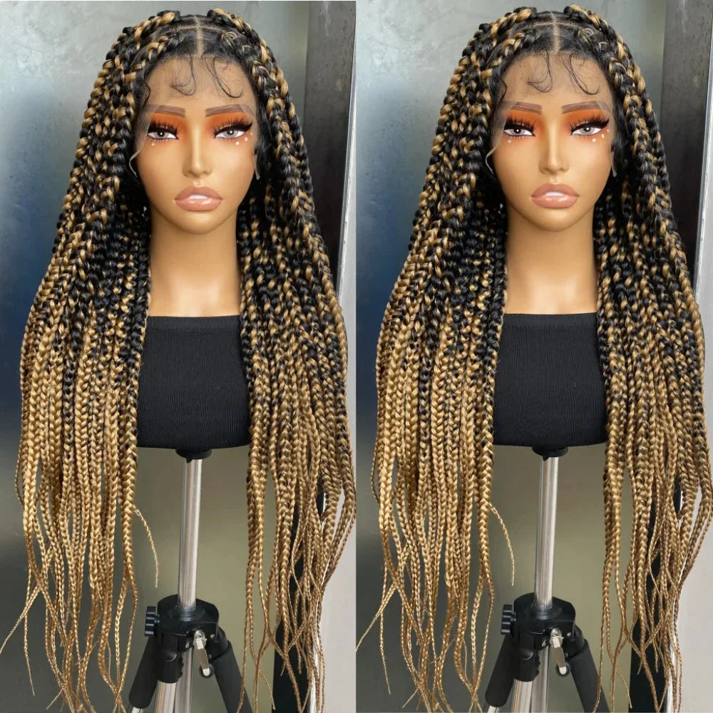 28" Double Dutch Cornrow Braided Lace Front Wig | Twist Braids | Baby Hair | Synthetic Wig