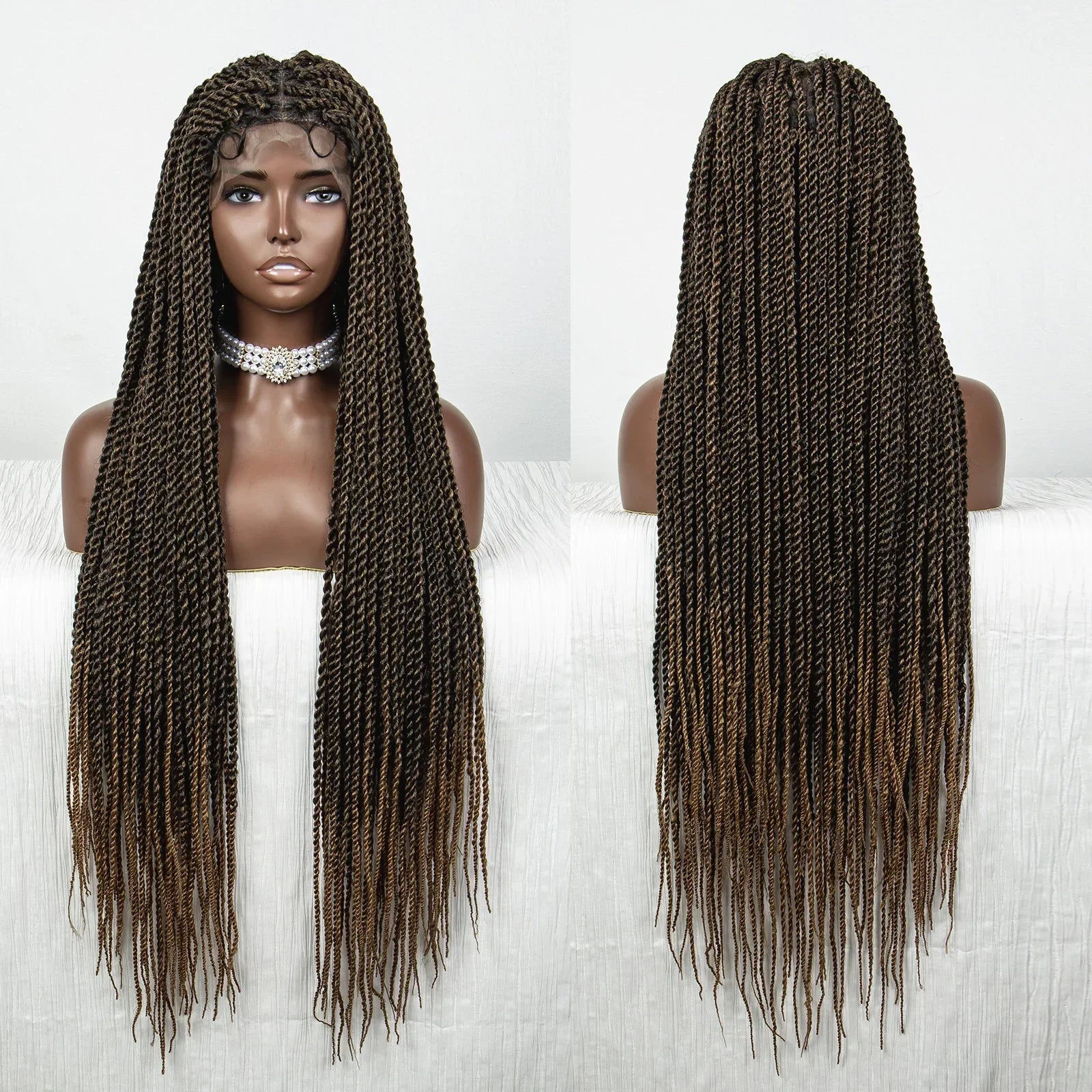 40" Long Straight Braided Wig | Full Lace | Baby Hair | Colored Braids