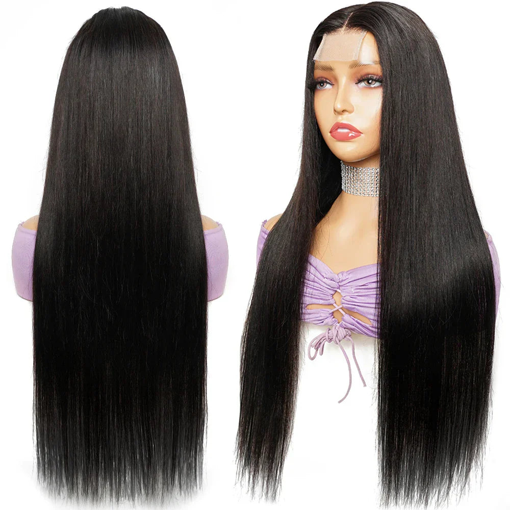 2x6 Kim K Deep Middle Part Straight Wig | Glueless Transparent Lace Closure 100% Human Hair