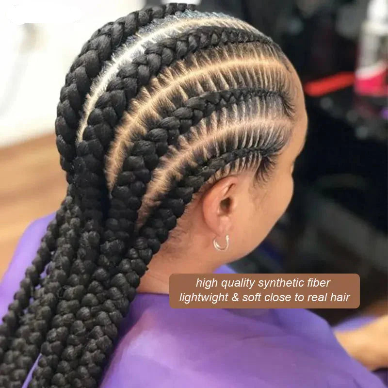 36" Cornrow Twisted Braided Wig | Ombre Blonde Passion Twists | Faux Locs & Goddess Box Braids | Full Lace Front Wig