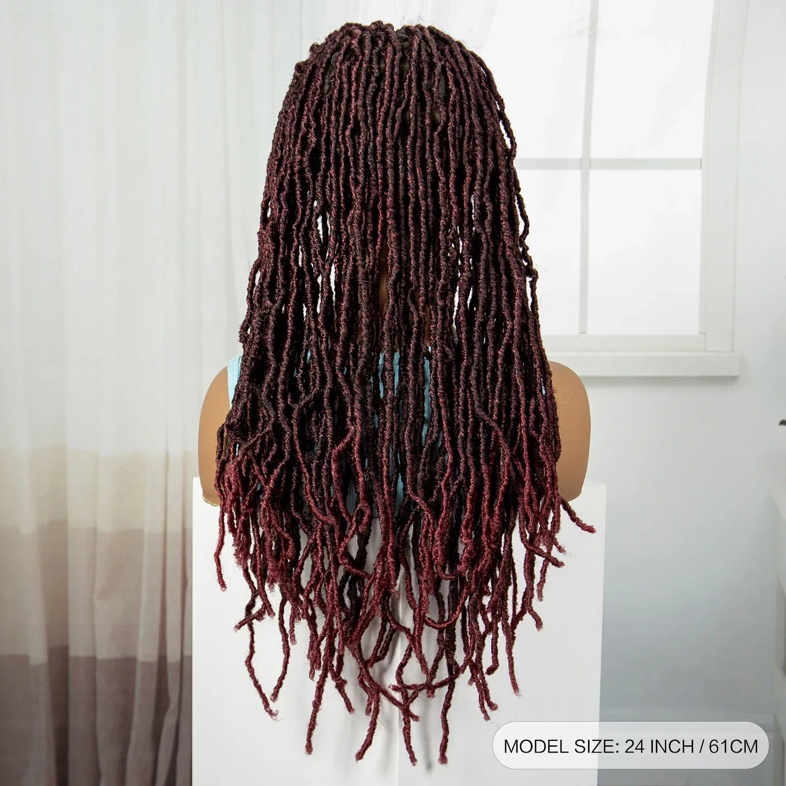 24" Knotless Box Locs Braided Wig | Full Lace Frontal Dreadlock Style