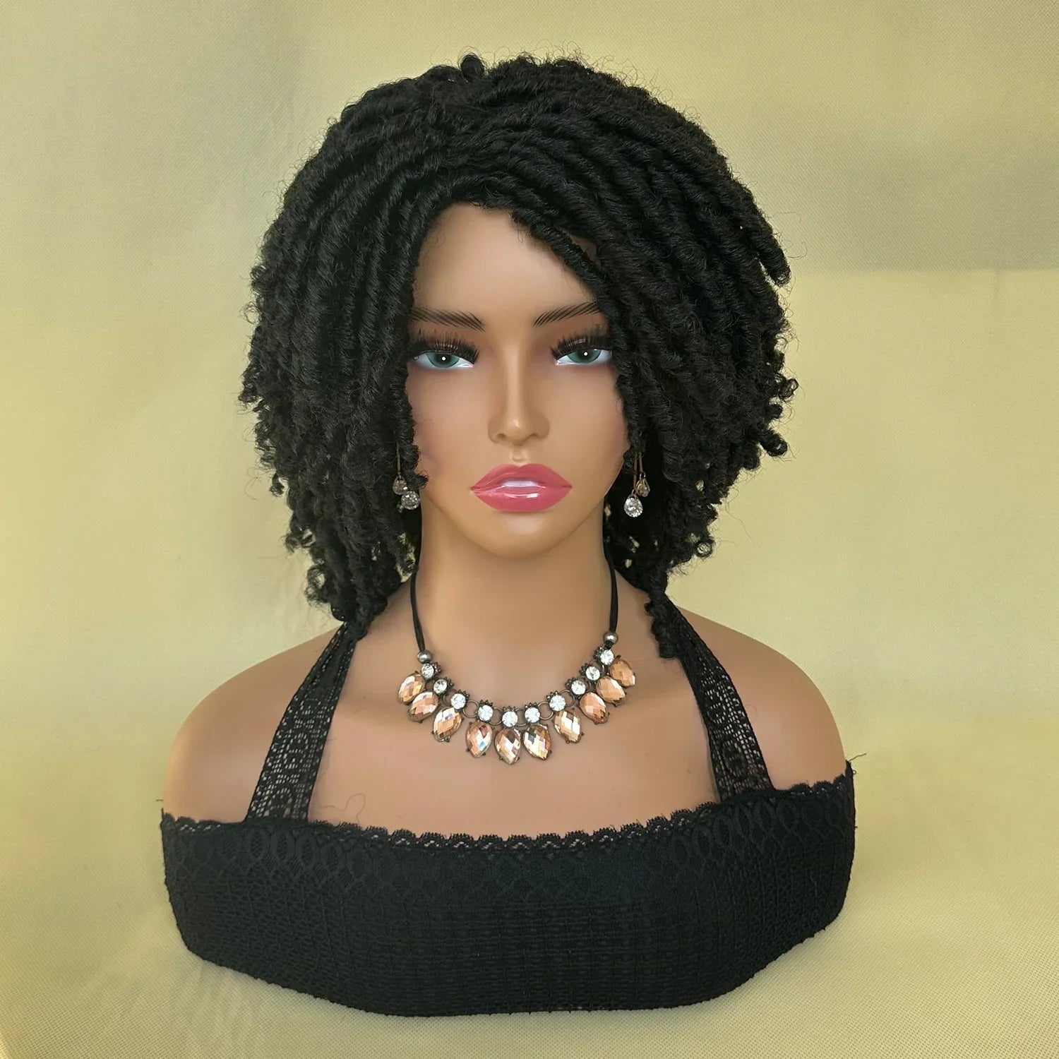 Afro Bob Faux Locs Wig | Crochet Twist Braids | Short Dreadlocks Wig | Synthetic Braided Wig