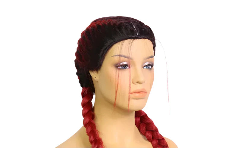 26" Black & Honey Blonde Box Braided Wig | Heat Resistant Synthetic Wig | Cosplay & Daily Wear | Machine Made
