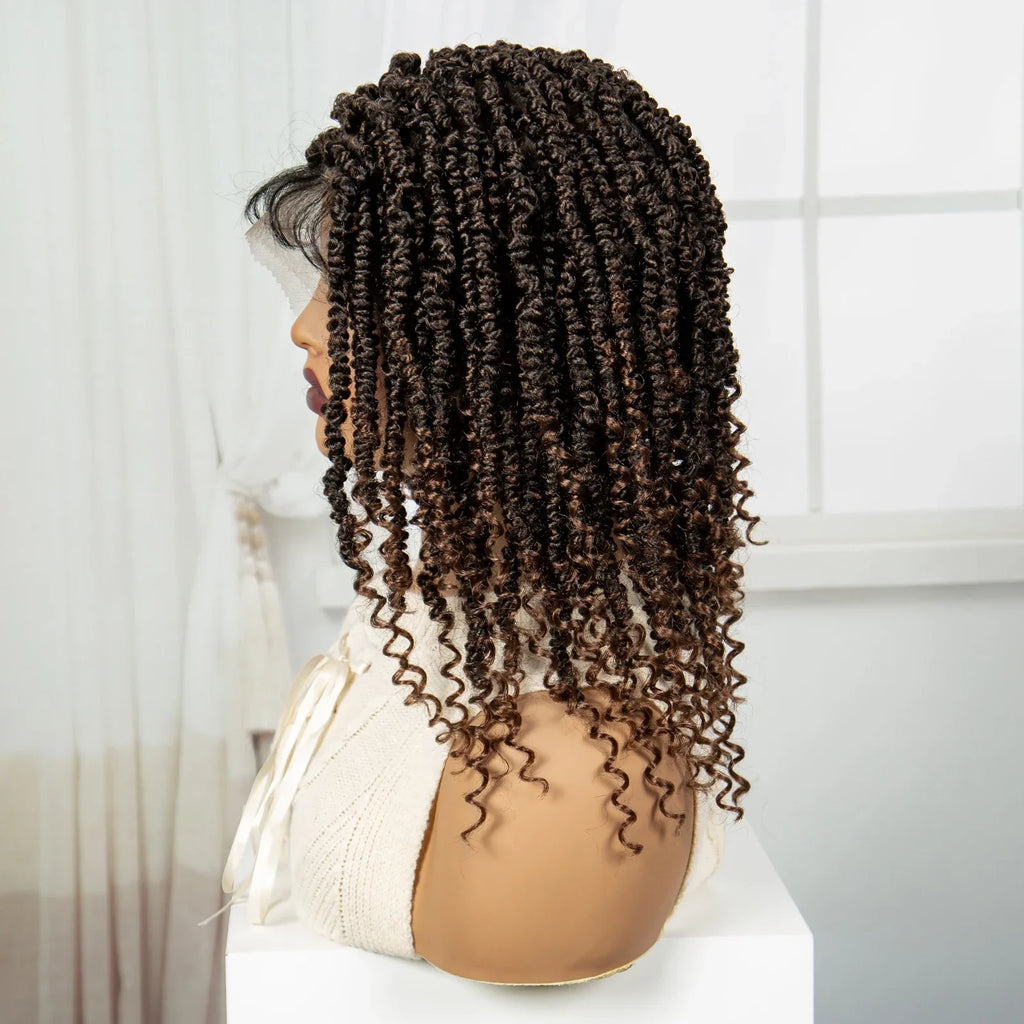 14" Full Lace Twisted Braids Wig with Baby Hair | Natural Looking Synthetic Lace Frontal Braided Wig for Black Women