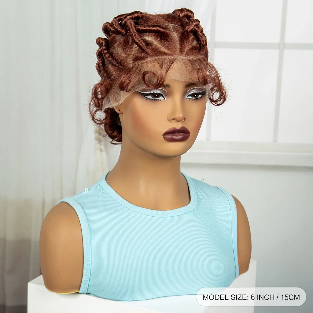 613 Blonde Short Handmade Bantu Knotless Braids Wig | Full Lace