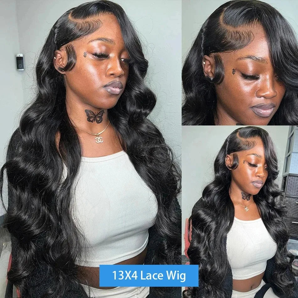 200% Density Body Wave Human Hair Lace Front Wig | 13x6 HD Transparent & 13x4 Loose Wave Frontal Wig (Pre-Plucked Remy)