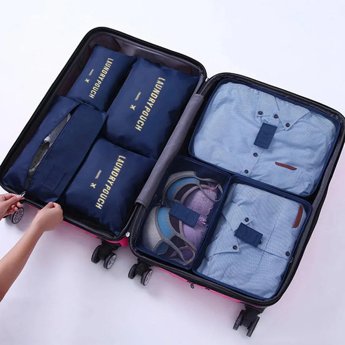 7PCS/Set Travel Organizer Storage Bags | Suitcase Packing Set & Portable Luggage Organizer (Clothes Shoe Pouch)